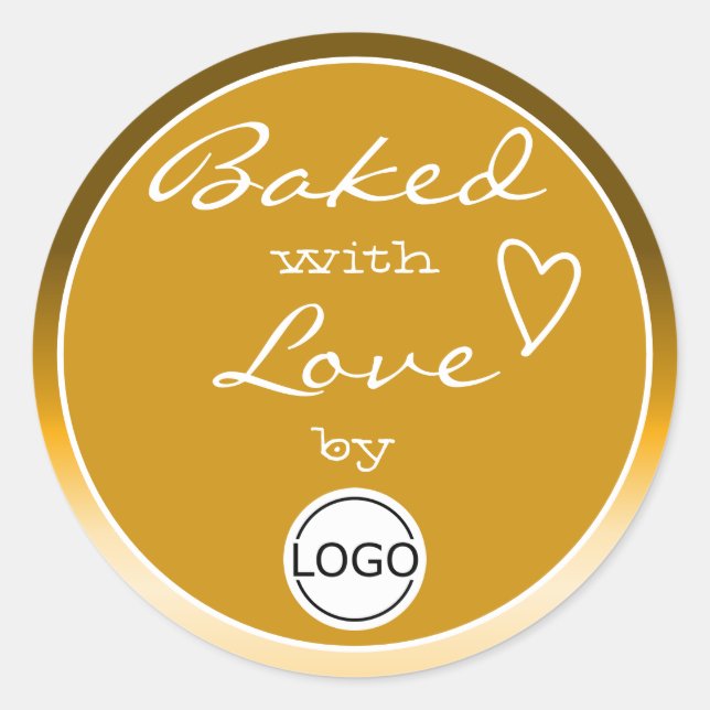 Golden Ombre Baked with Liebe Circle Logo Template Runder Aufkleber (Vorderseite)