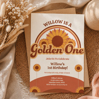 Golden One Geburtstagseinladung Mädchen | Retro Einladung