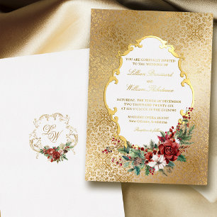 Golden Opulence Weihnachten Blumenzehen Folieneinladung