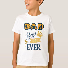 Golden Orange & Blue Modern Vatertag T-Shirt