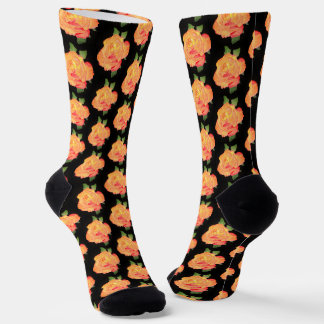 Golden Orange Grosse Rose Blumenfarbe Socken