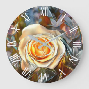 Golden Orange Popular Einzigartige Rose Kunst, Dic Große Wanduhr