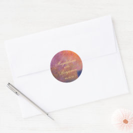 Golden Orange Purple Sunset Sky Monet Art Wedding Runder Aufkleber