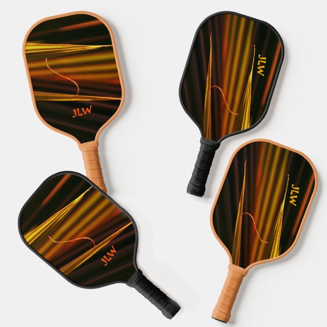 Golden Orange und Black Palm Fronds Personalisiert Pickleball Schläger (Von Creator hochgeladen)