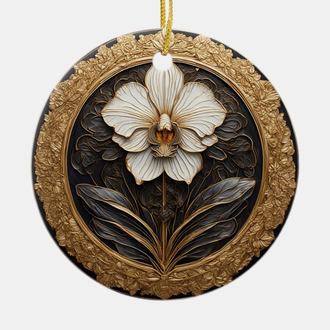 Golden Orchid Design Keramik Ornament (Vorne)