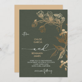 Golden Orchid Wedding Einladung