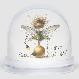 Golden Ornament Fairy Holiday Card Schneekugeln