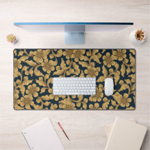 Golden Ornamental Floral Desk Mat