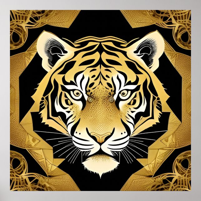 Golden Ornamental Tiger Arte e Cultur Poster (Vorne)