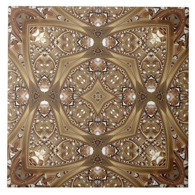 Golden Ornate Ceramic Tile Fliese (Vorderseite)