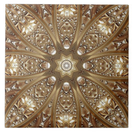 Golden Ornate Ceramic Tile Fliese