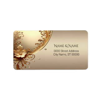 Golden Ornate Floral Address Label Adressaufkleber