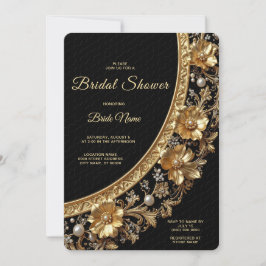 Golden Ornate Frame Bridal Shower Invitation Einladung