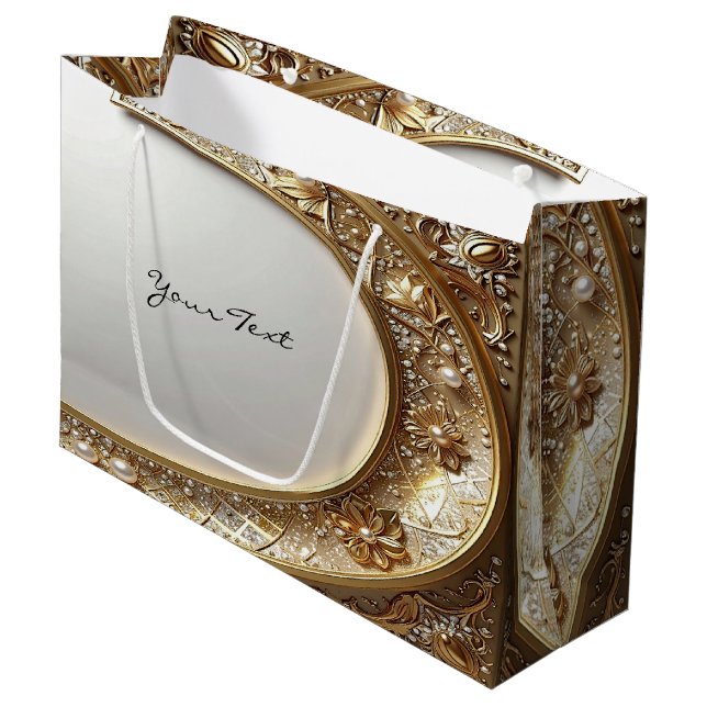 Golden Ornate Frame Gift Bag Große Geschenktüte (Vorderseite Schrägansicht)