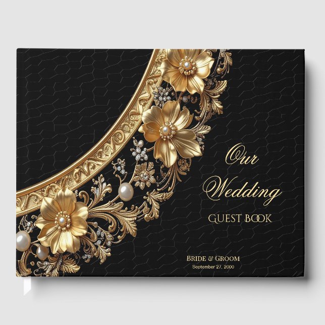 Golden Ornate Frame Guest Book Gästebuch (Vorderseite)