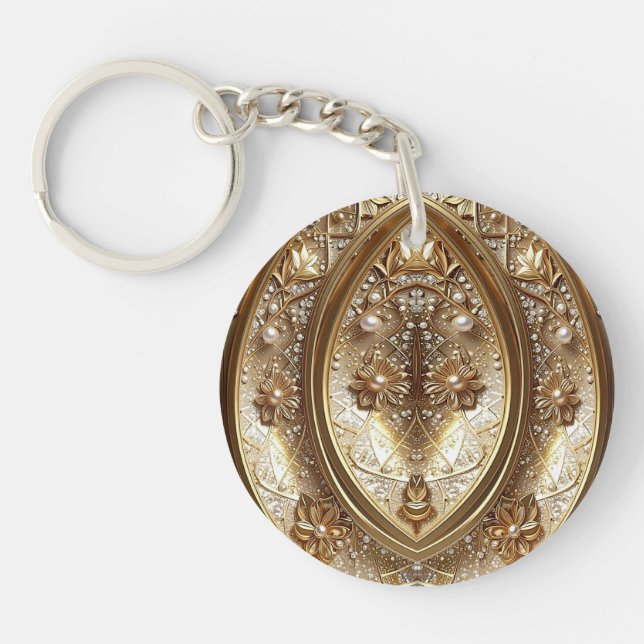 Golden Ornate Frame Keychain Schlüsselanhänger (Vorderseite)