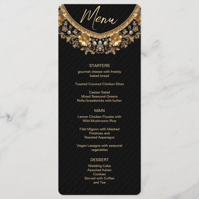 Golden Ornate Frame Menu Menükarte (Vorderseite)