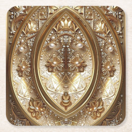 Golden Ornate Frame Paper Coaster Rechteckiger Pappuntersetzer