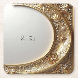 Golden Ornate Frame Paper Coaster Rechteckiger Pappuntersetzer