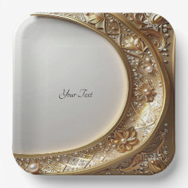 Golden Ornate Frame Paper Plate Pappteller
