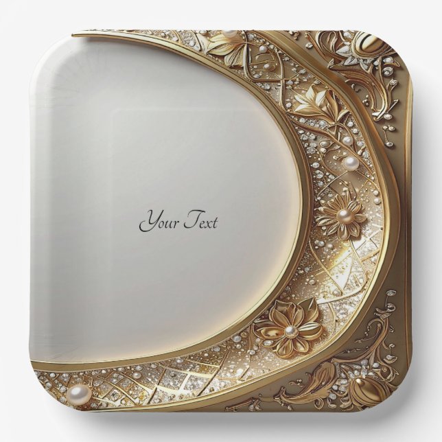 Golden Ornate Frame Paper Plate Pappteller (Vorderseite)
