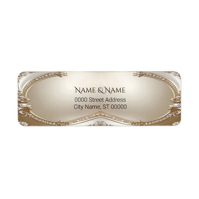 Golden Ornate Frame Pear Return Address Label (Vorne)
