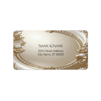 Golden Ornate Frame Return Address Label Adressaufkleber