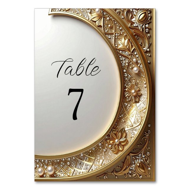 Golden Ornate Frame Table Number Tischnummer (Vorderseite)