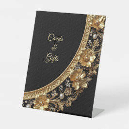 Golden Ornate Frame Tabletop Signs Sockelschild