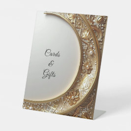 Golden Ornate Frame Tabletop Signs Sockelschild
