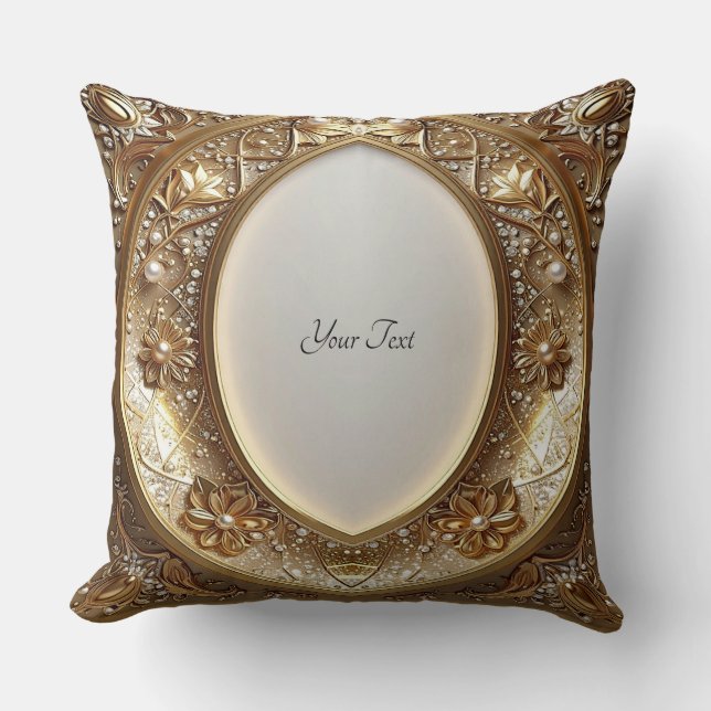 Golden Ornate Frame Throw Pillow Kissen (Vorderseite)