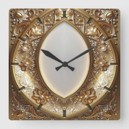 Golden Ornate Frame Wall Clock Quadratische Wanduhr