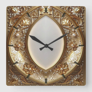 Golden Ornate Frame Wall Clock Quadratische Wanduhr