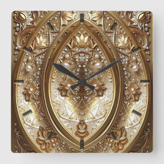 Golden Ornate Frame Wall Clock Quadratische Wanduhr