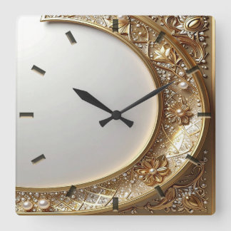 Golden Ornate Frame Wall Clock Quadratische Wanduhr
