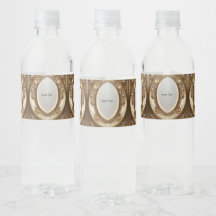 Golden Ornate Frame Water Bottle Label