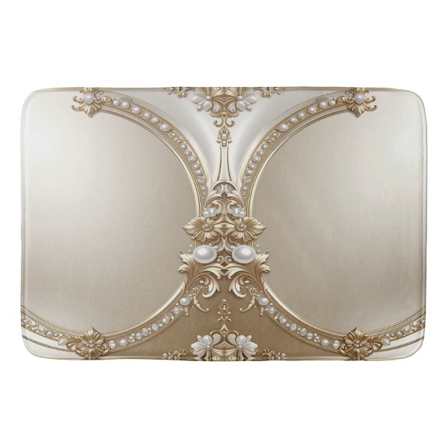 Golden Ornate Frame with Pearls Bath Mat Badematte (Vorderseite)