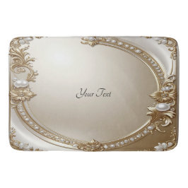 Golden Ornate Frame with Pearls Bath Mat Badematte