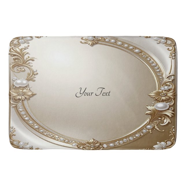 Golden Ornate Frame with Pearls Bath Mat Badematte (Vorderseite)