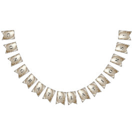 Golden Ornate Frame with Pearls Bunting Flag Wimpelkette