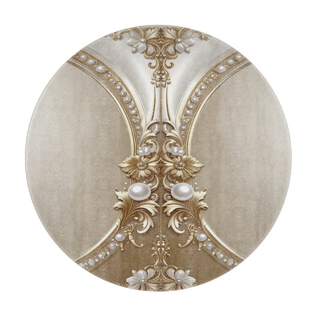 Golden Ornate Frame with Pearls Cutting Board Schneidebrett (Vorderseite)