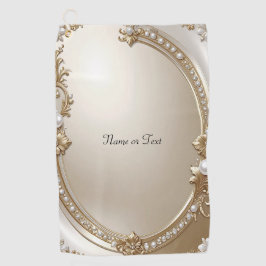 Golden Ornate Frame with Pearls Golf Towel Golfhandtuch