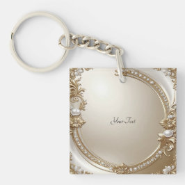 Golden Ornate Frame with Pearls Keychain Schlüsselanhänger