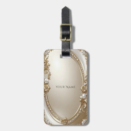 Golden Ornate Frame with Pearls Luggage Tag Gepäckanhänger