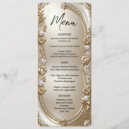 Golden Ornate Frame with Pearls Menu Menükarte