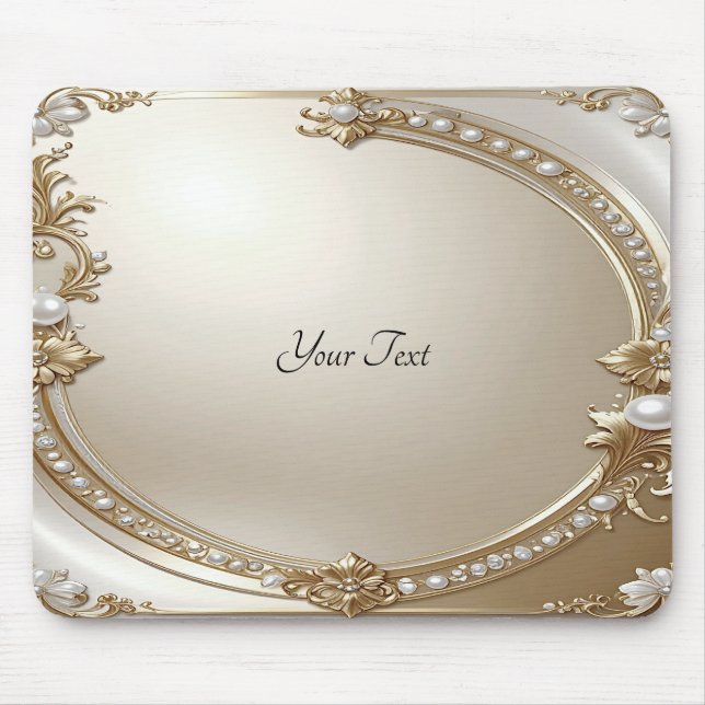 Golden Ornate Frame with Pearls Mousepad (Vorne)