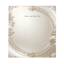 Golden Ornate Frame with Pearls Notepad