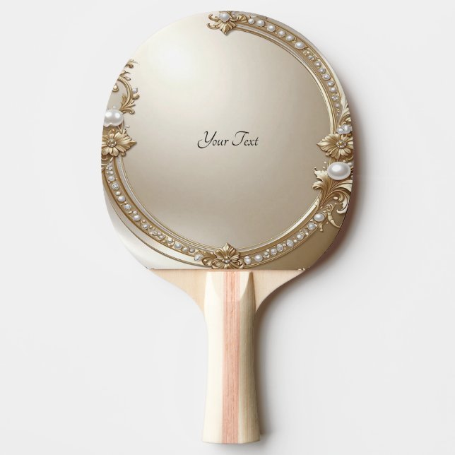 Golden Ornate Frame with Pearls Ping Pong Paddle Tischtennis Schläger (Vorderseite)