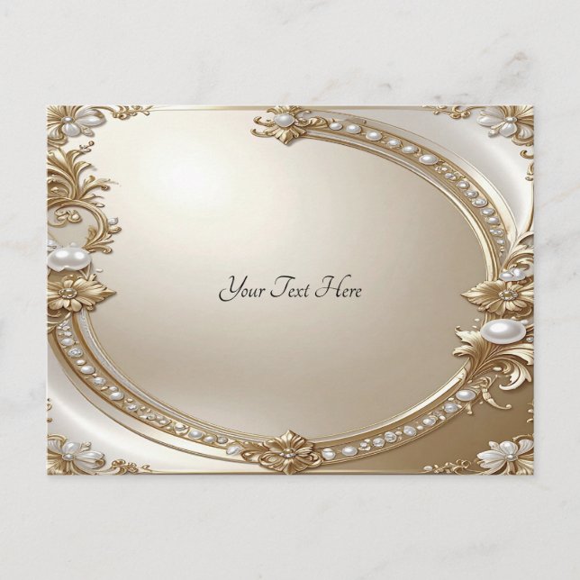 Golden Ornate Frame with Pearls Postcard Postkarte (Vorderseite)