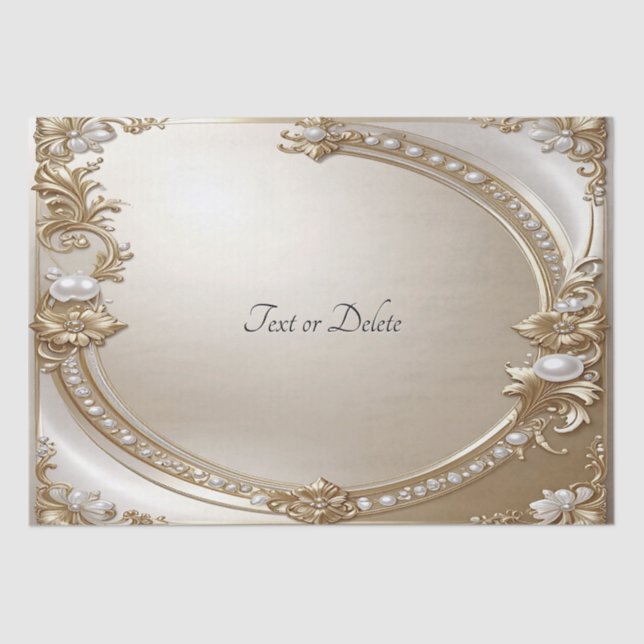 Golden Ornate Frame with Pearls Tissue Paper Seidenpapier (Vorderseite)